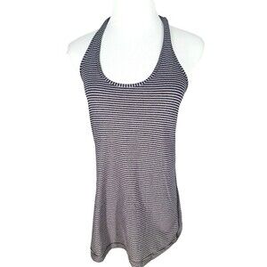 Lululemon Cool Racerback Tank Top Size 4/6 Grey Pink Striped Yoga Pilates Fitted